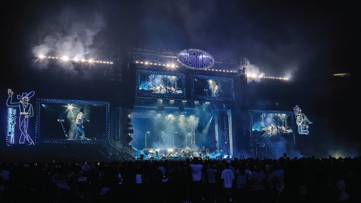 Post Malone's Big Ass Stadium Tour was one of the largest, most technically ambitious live productions on the road this year with PRG providing scenic, lighting, video and rigging support