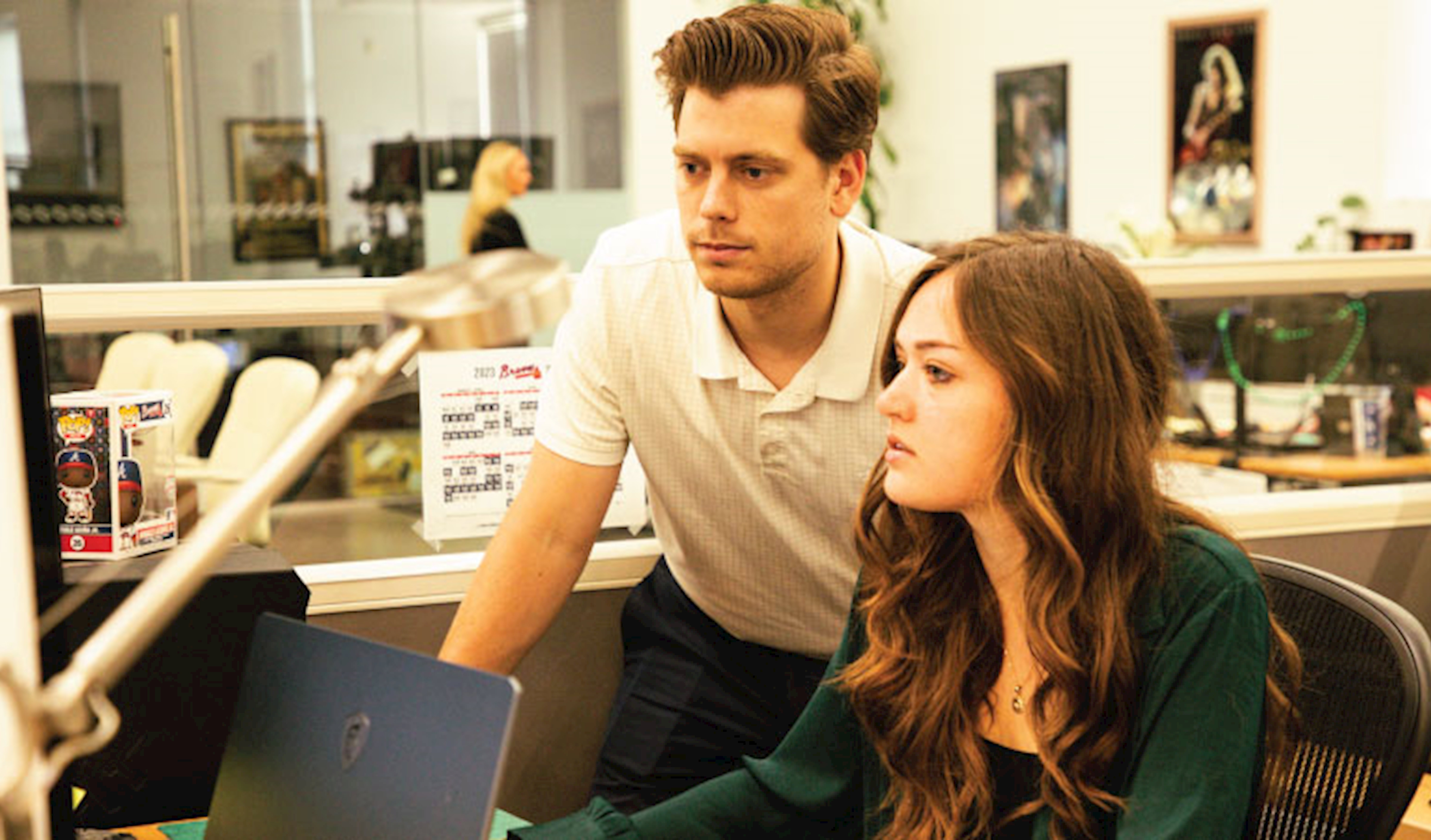 Madelyn Principe and Benjamin Van Brande, technical designers from PRG, working in CAD Design and Engineering