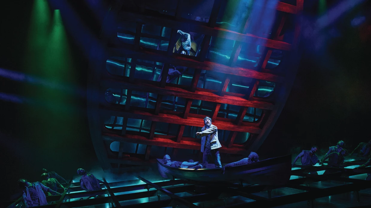 The story of Swept Away is performed in the Broadway production with PRG's scenic automation solutions