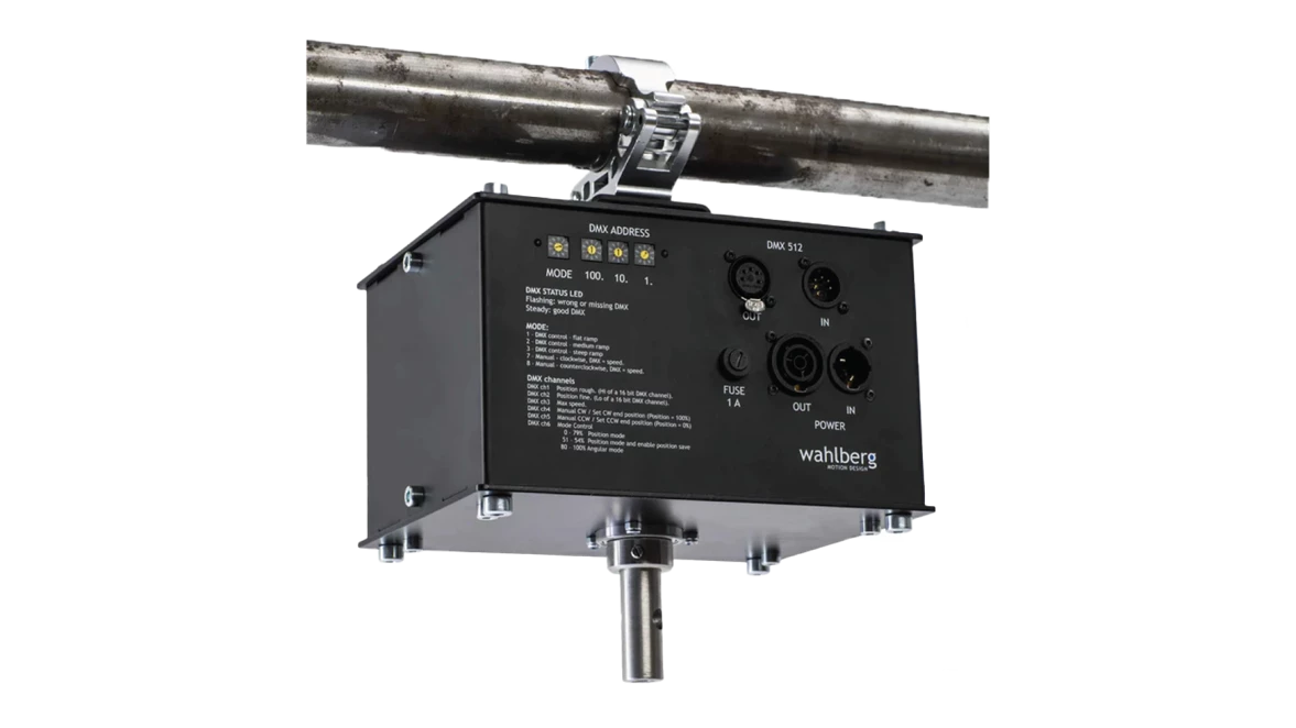 For rotating effects of your equipment on stage our DMX Rotator. You have full control over all movements and speed of the rotating stage